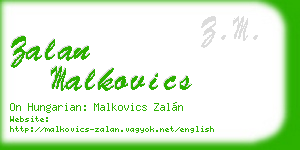 zalan malkovics business card